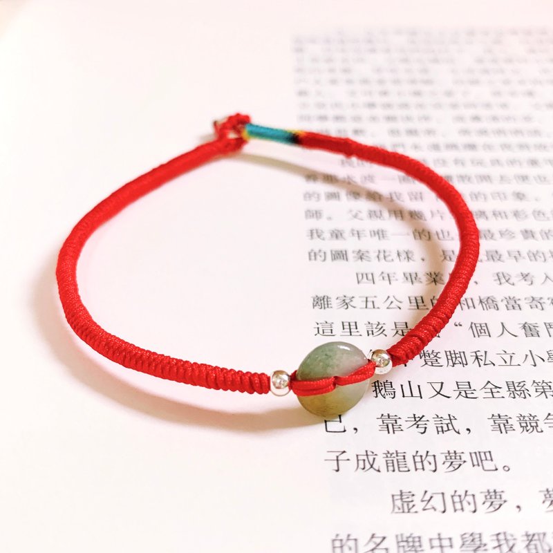一枚花簪。天然翡翠復古小平安扣手鏈腳鏈 納福闢邪 古風編織手繩 - 手鍊/手環 - 玉石 紅色
