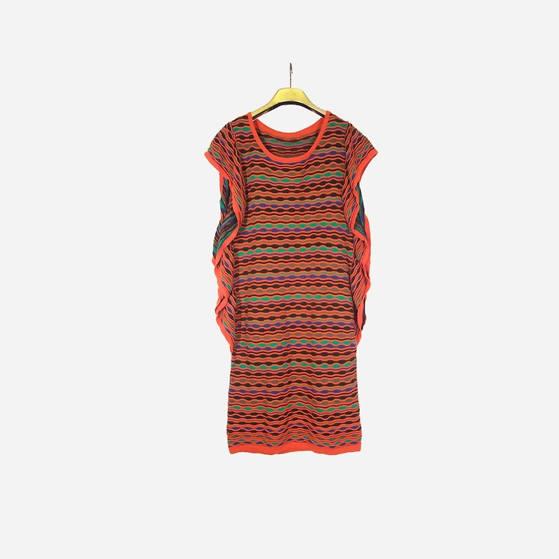 Dislocated vintage / wave knit long top no.982E1 vintage - Women's Tops - Other Materials Orange