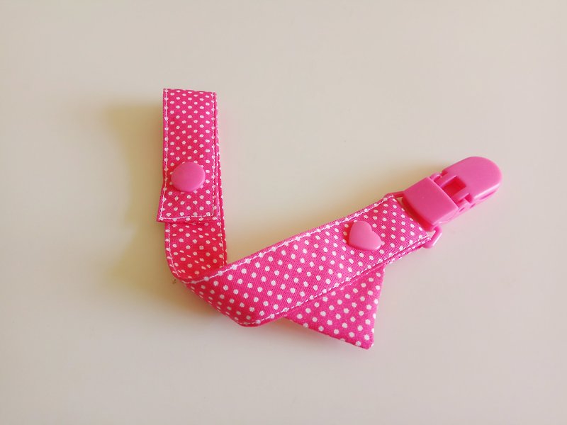 <Pink Water Jade> Triangle Flag Love Button Papier Neck Milk With Pacifier Chain - ผ้ากันเปื้อน - ผ้าฝ้าย/ผ้าลินิน สีแดง