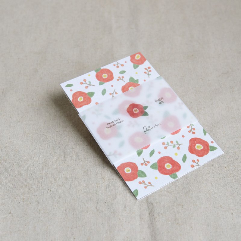 Patterntone Red Tsubaki Flower Postcard Customized Pattern Greeting Card - การ์ด/โปสการ์ด - กระดาษ สีแดง