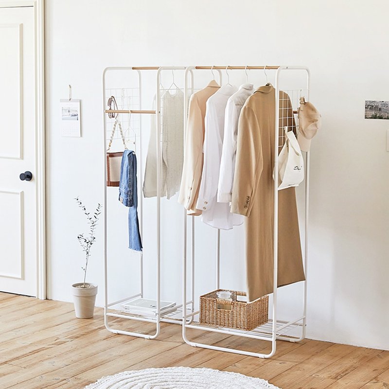 Alta Grid Hanging Clothes Rack-L Home Storage Coat Rack Floor-standing Clothes Rack Multifunctional Clothes Rack - ตู้เสื้อผ้า - โลหะ ขาว