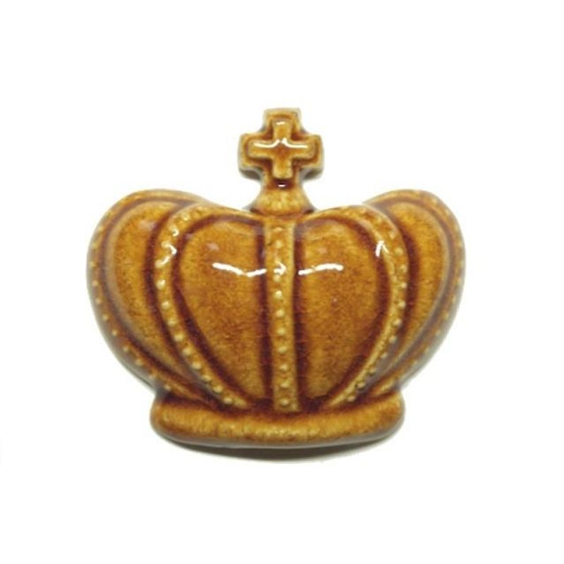 Pottery brooch (new work) pumpkin (candy) - เข็มกลัด - ดินเผา สีนำ้ตาล
