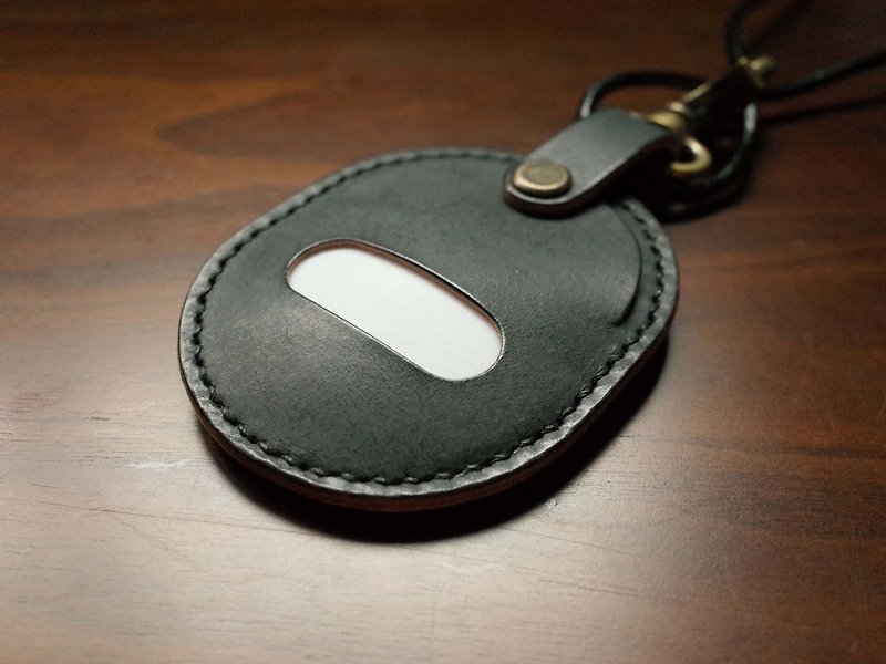GOGORO機車鑰匙皮套－圓潤造型款－黑+蠟色 - 鑰匙圈/鎖匙扣 - 真皮 黑色