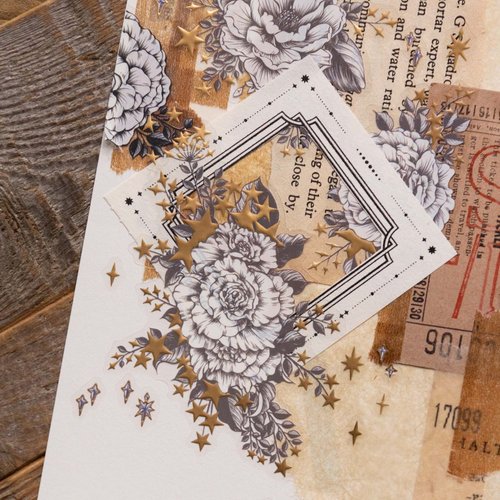 スターフルーツと花 - 10周年記念限定品 - 8cmダイカット箔押しクリア