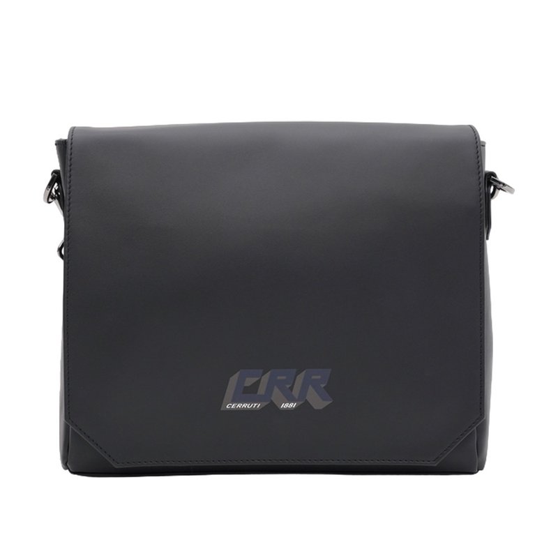 CERRUTI 1881 限量2折 義大利頂級小牛皮郵差包 全新專櫃展示品 - 側背包/斜背包 - 真皮 黑色