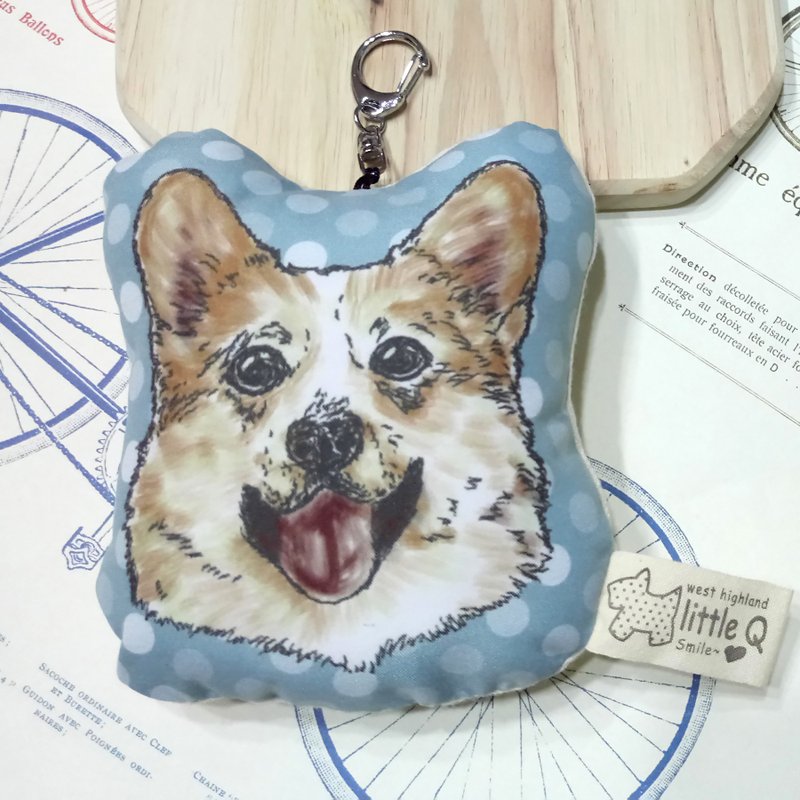 Corgi~Fabric Strap~tweeted~key ring dog toy - Keychains - Polyester 