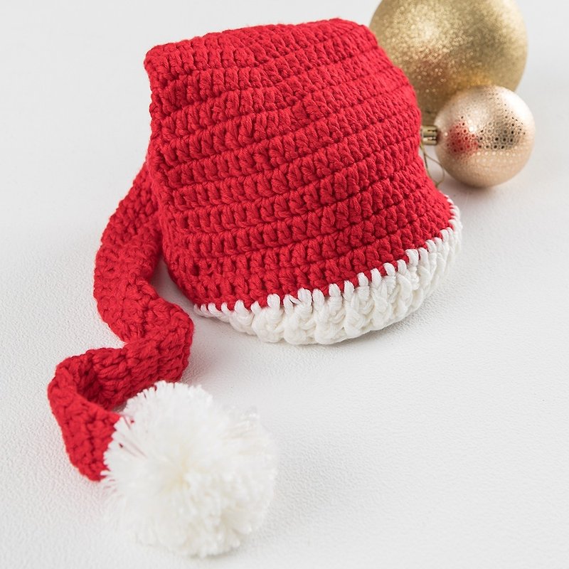 Good day blossoming Christmas baby / adult parent-child hand-knitted wool cap - หมวกเด็ก - ผ้าฝ้าย/ผ้าลินิน สีแดง
