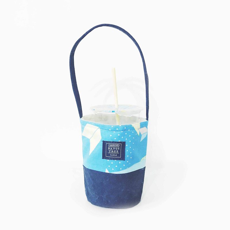Beverage bag - primary color bright geometric pattern random - Beverage Holders & Bags - Cotton & Hemp Blue