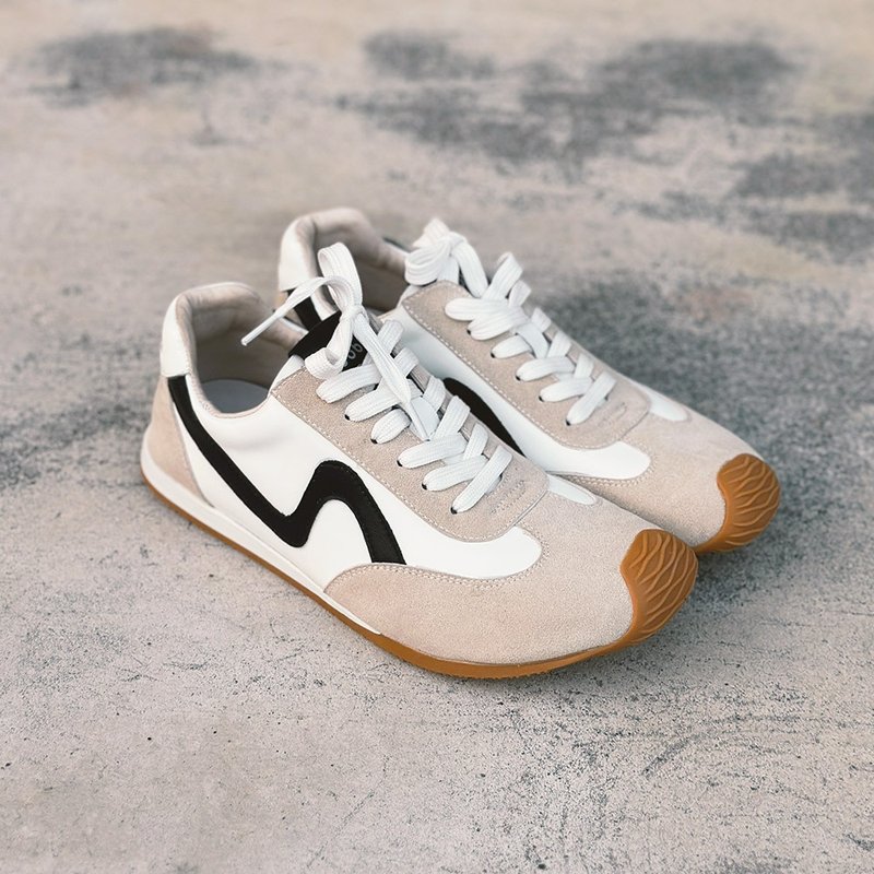 HATSUNE Dynamic German Army Trainers - Pearl White - รองเท้าลำลองผู้หญิง - หนังแท้ ขาว