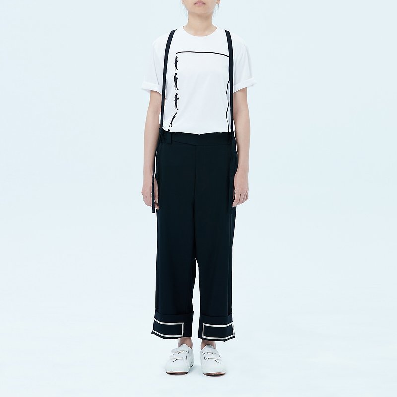 Black Striped Overalls - Overalls & Jumpsuits - Cotton & Hemp Black