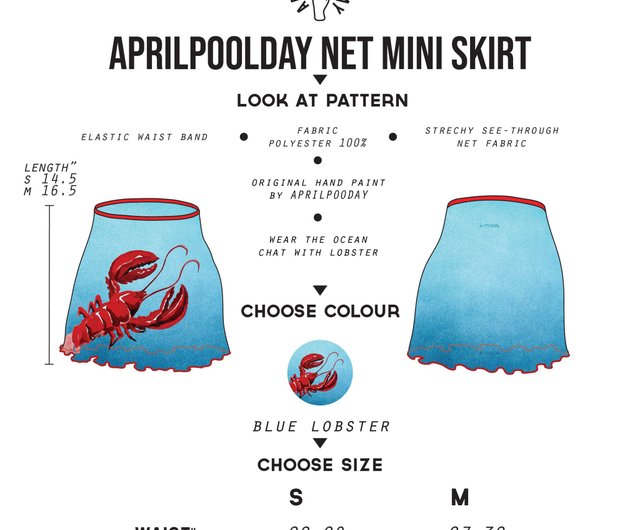 APRILPOOLDAY★タイ発日本未上陸★ロブスターネットミニスカート Aprilpoolday / NET MINISKIRT/ブルーロブスター - ショップ