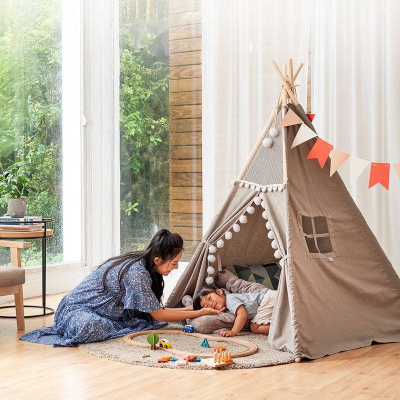 Indian Game Tent (Children's Tent Game House Indian Tent Children's Game Tent KM-562) - Kids' Toys - Wood Multicolor