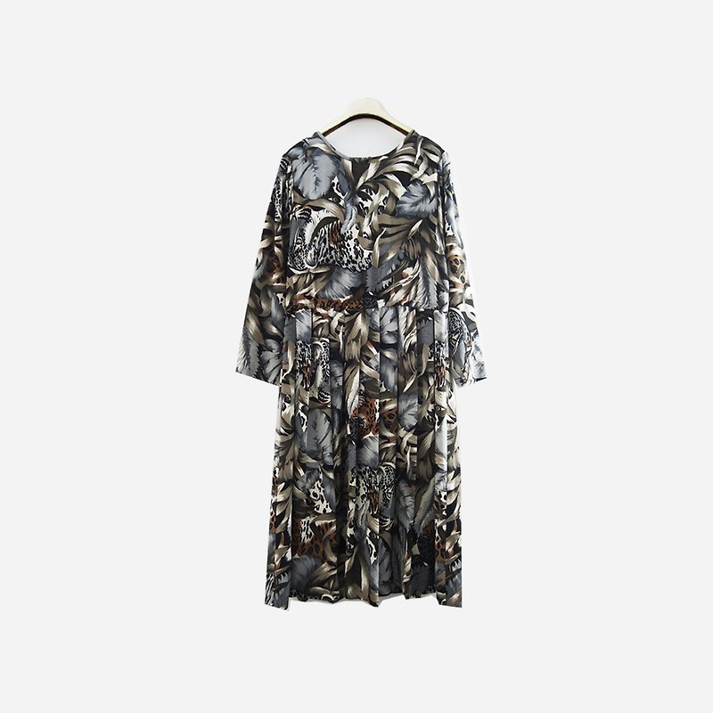 Dislocated vintage / animal jungle print dress no.928A2 vintage - One Piece Dresses - Polyester Gray