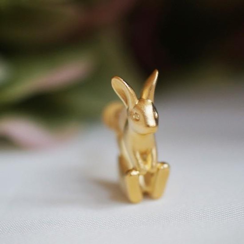 Rabbit earrings - Netherland Dwarf - (Gold) one ear - Earrings & Clip-ons - Other Metals Gold