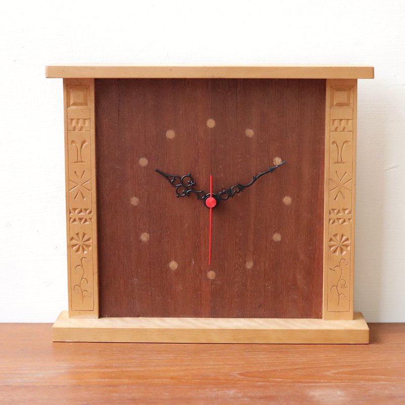 Swedish family woodcarving eucalyptus handmade clock - Clocks - Wood Brown