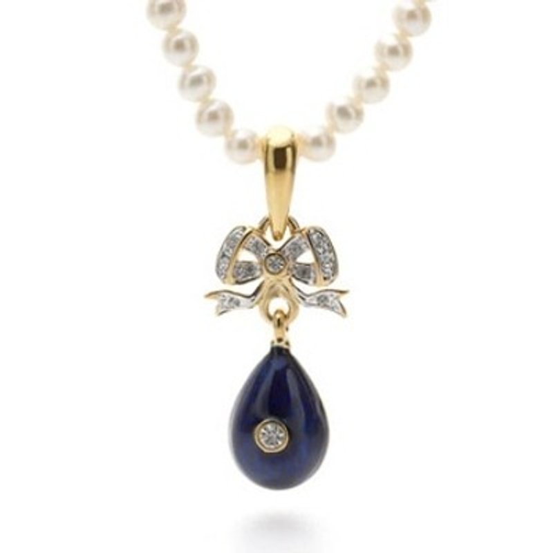Russian royal bow necklace - สร้อยคอ - โลหะ สีน้ำเงิน