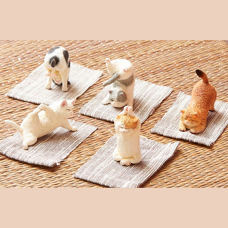 Animal Life 系列 - (朝隈俊男) 貓瑜珈寶寶 - 6 入 1 中盒 - 公仔模型 - 塑膠 多色