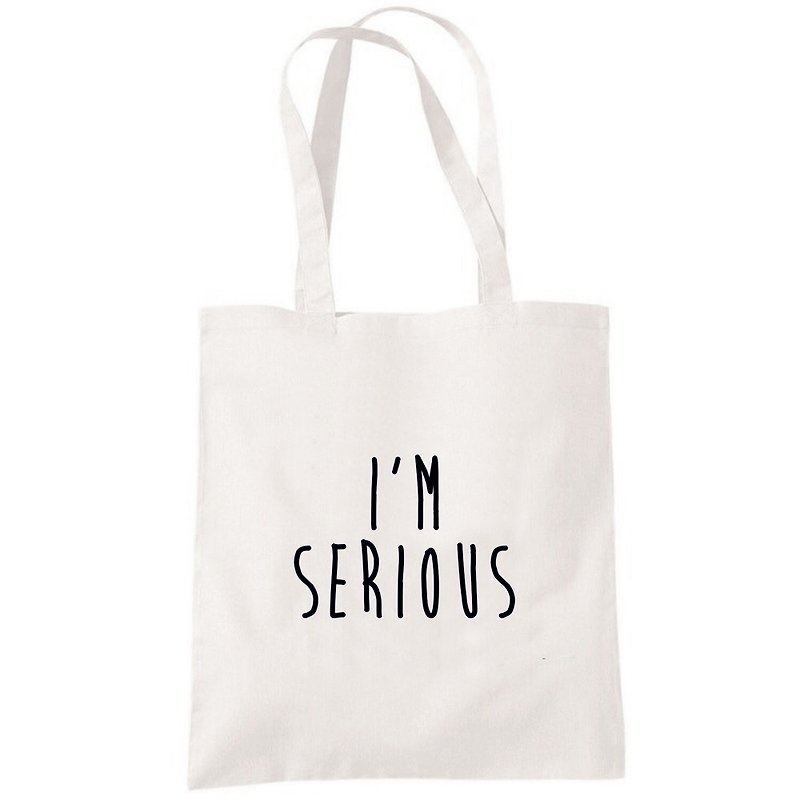 IM SERIOUS tote bag - Handbags & Totes - Other Materials White