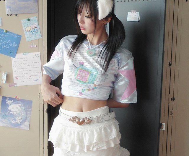Hashtag DDD 00s Y2K シルバーユニホームトップス