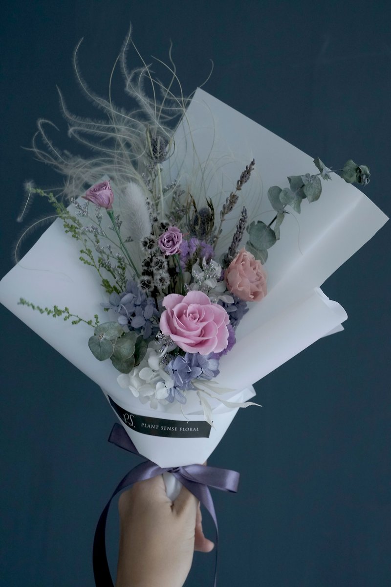 Classical Eternal Flower Non-Withered Pink Rose / Hydrangea Bouquet - ตกแต่งต้นไม้ - พืช/ดอกไม้ สีม่วง