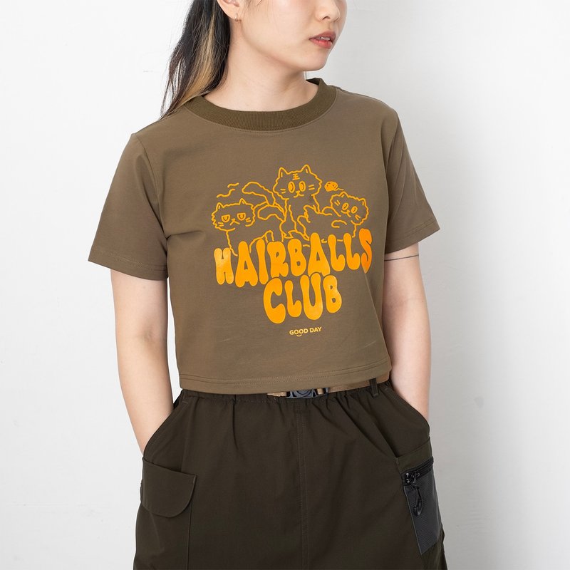 【GOOD DAY】Hairballs Club圖案女裝短Tee - 兩色選擇 (ZT1409) - 女上衣/長袖上衣 - 棉．麻 綠色