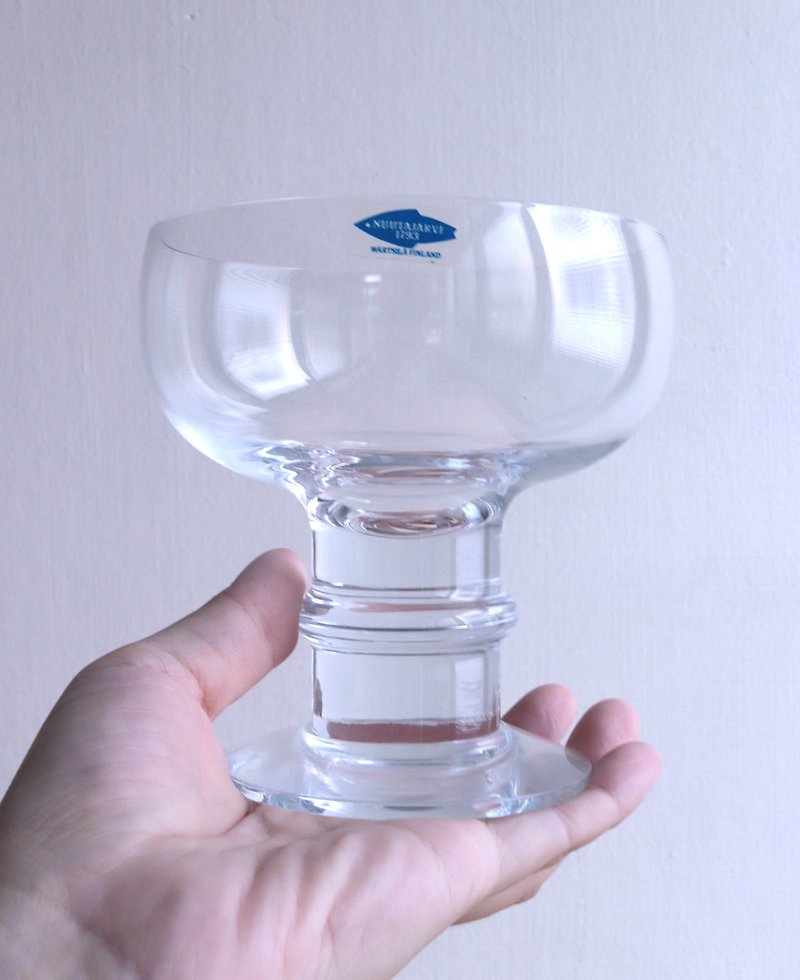 Finnish Nuutajärvi Herttua Old Duke Solid Base Tall Dessert Bowl - Cups - Glass Transparent