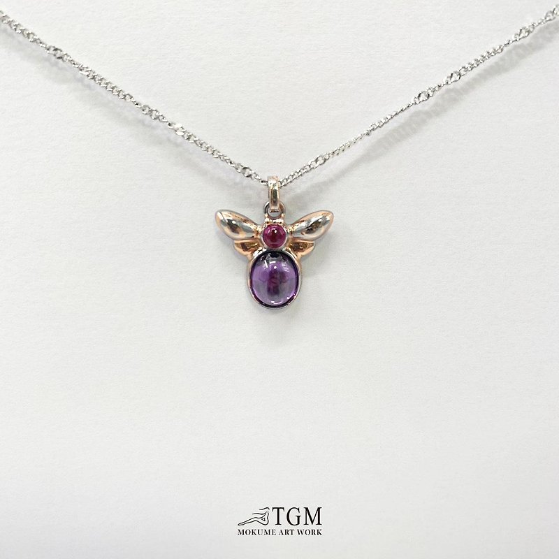 Small Butterfly (Purple) Necklace/Love/Gift/Wooden Gold/Swarovski Crystal - Necklaces - Other Metals 
