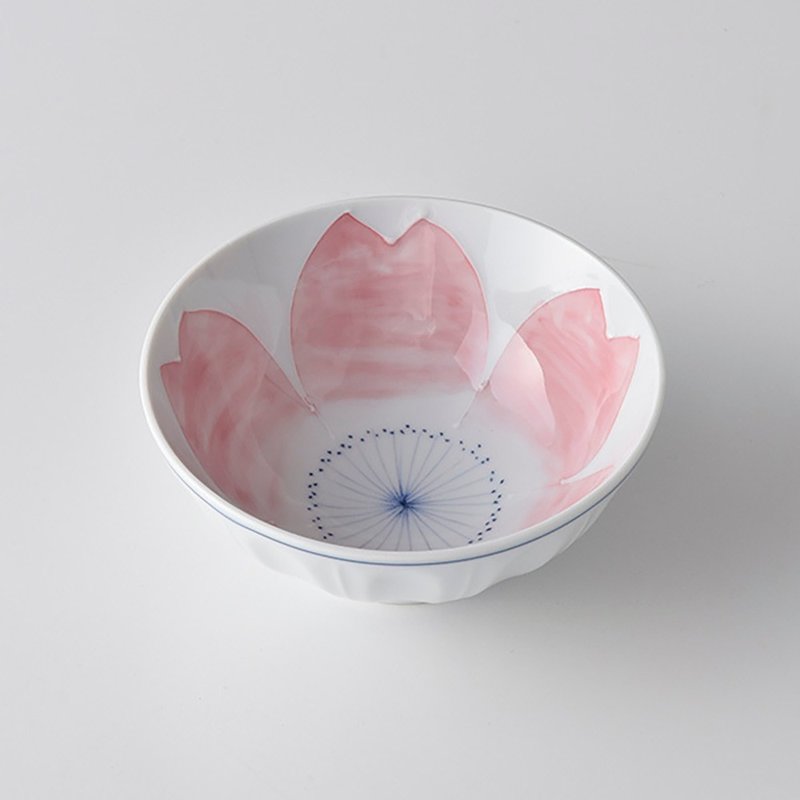 Handpainted geometric octagon bowl - Asanoha - Bowls - Porcelain Pink