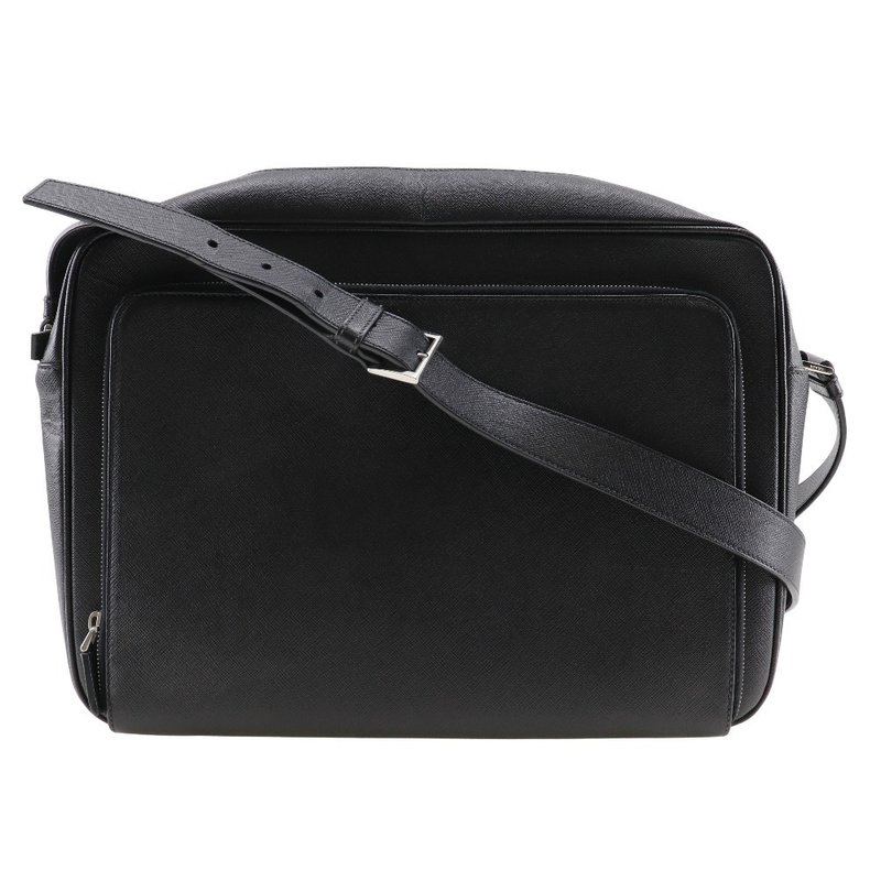【日本直送】プラダ PRADA メッセンジャーバッグ ショルダーバッグ サフィアーノ NERO 黒 メンズ【中古】 - 側背包/斜背包 - 真皮 黑色