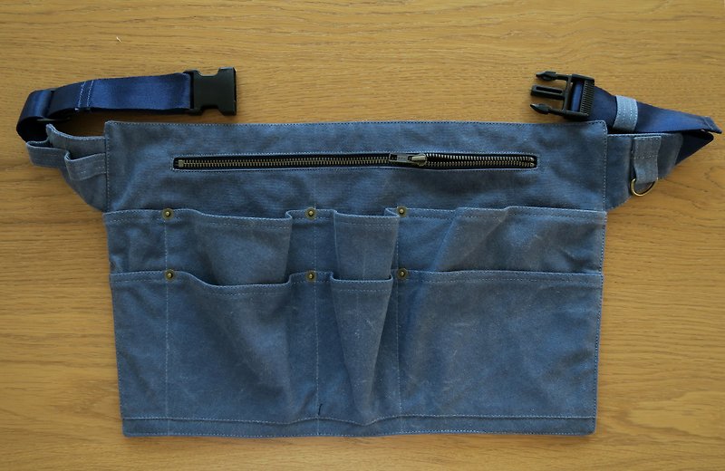 腰間工具袋 | 帆布 | 灰藍 - 化妝包/收納袋 - 棉．麻 