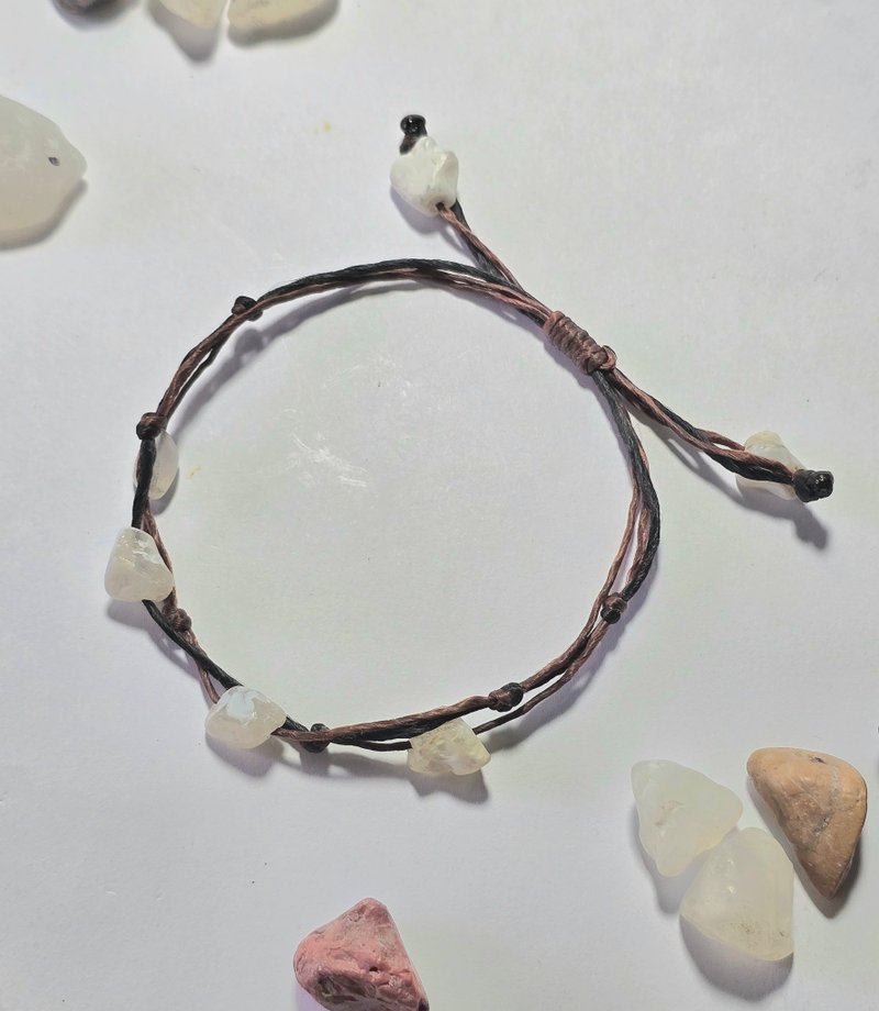 Amber series white chalcedony Wax thread bracelet - สร้อยข้อมือ - หยก ขาว