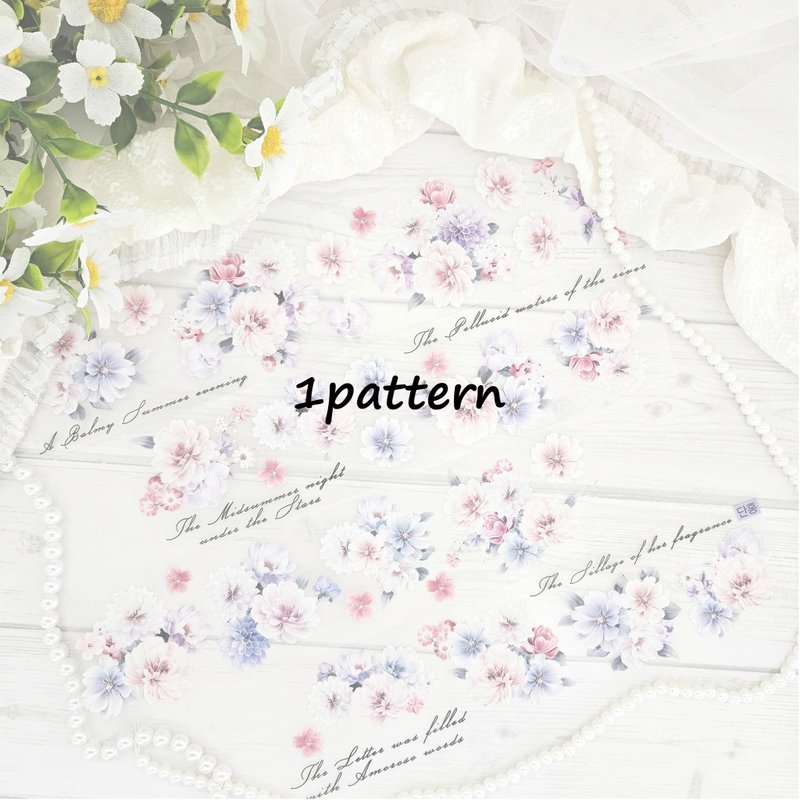 Masking tape_flower_Opal 1pattern - 貼紙 - 塑膠 