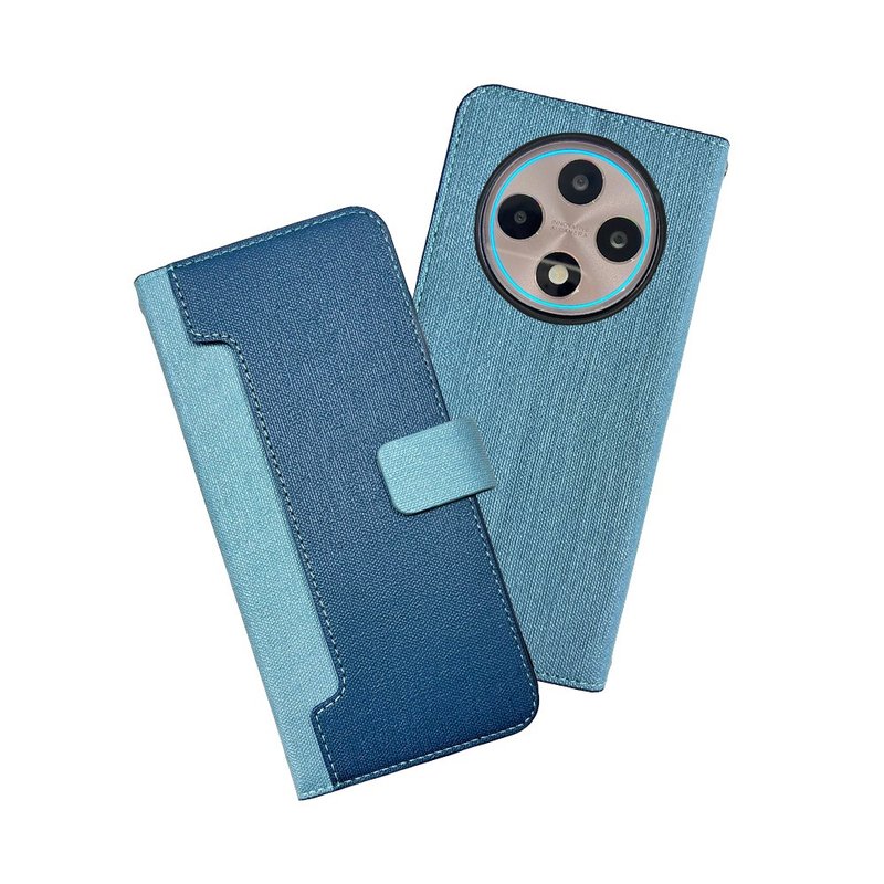 CASE SHOP OPPO Reno12 F 前收納側掀皮套-藍 - 手機殼/手機套 - 人造皮革 藍色