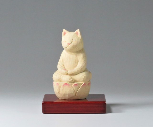 木彫り幸福笑い猫(=^・^=)　　大特価！ 仏像】木彫りの立不動明王猫（大） | 猫仏 | | 仏像ワールド