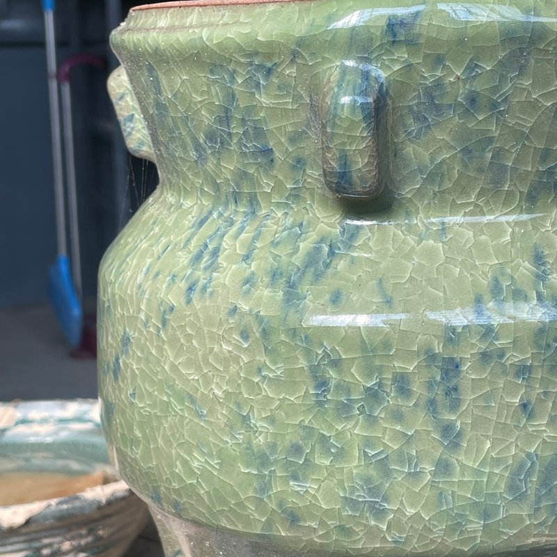 青瓷冰裂出戟樽 - 茶壺/茶杯/茶具 - 陶 綠色
