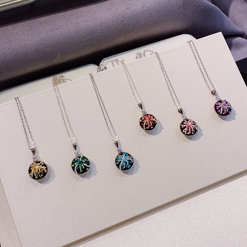 [Mother's Day Gift] French Embroidery/Fashionable Collarbone Sterling Silver Necklace/Six Colors - Necklaces - Sterling Silver 