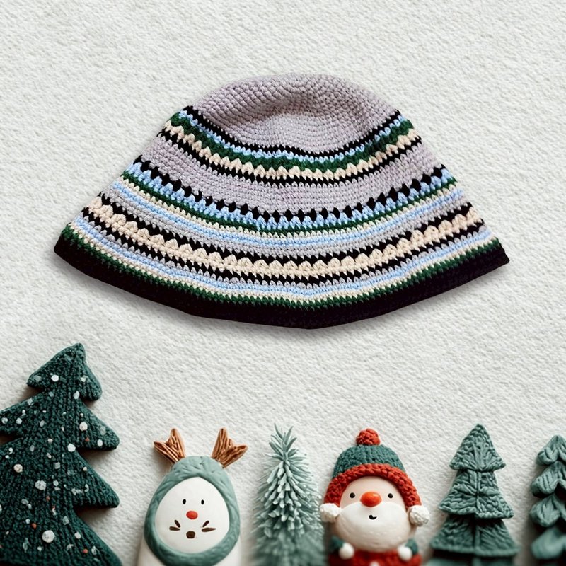 灰黃人生 手作編織帽 創意毛帽 交換禮物 聖誕禮物 文創設計 冬裝 - 帽 - 棉．麻 灰色