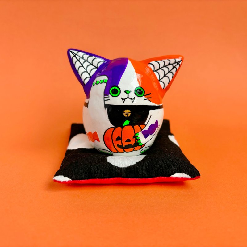 Lucky cat [large] Halloween - ของวางตกแต่ง - ดินเหนียว สีส้ม