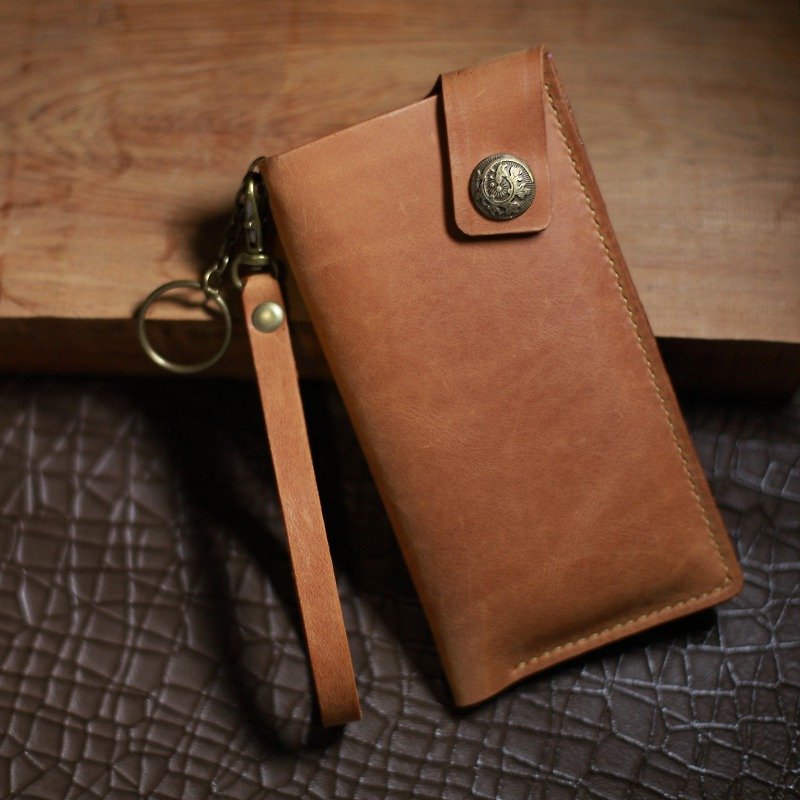 ONE+ Leather cell phone carrying case - เคส/ซองมือถือ - หนังแท้ สีนำ้ตาล