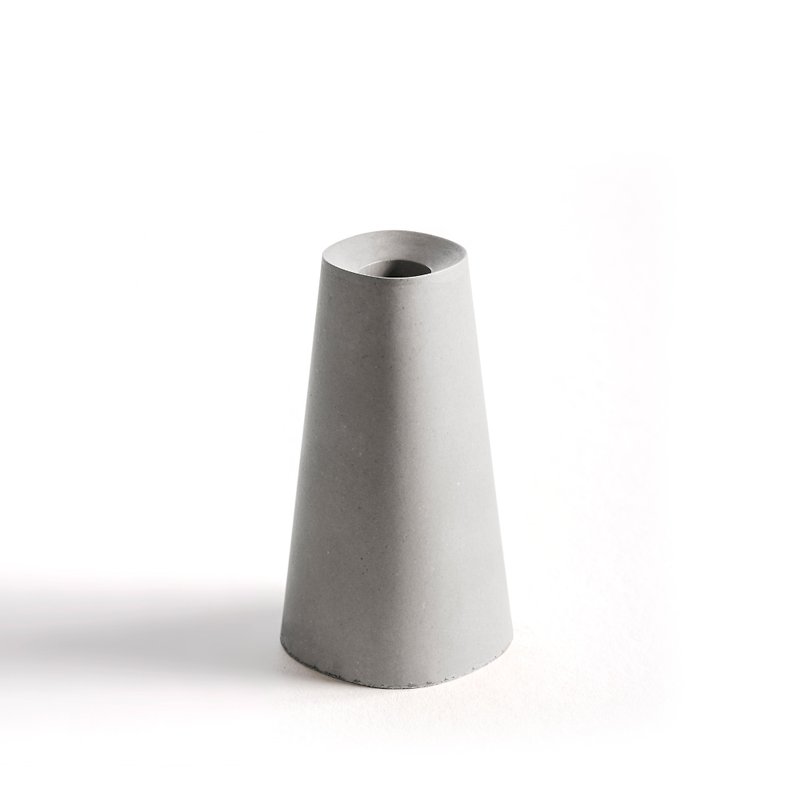 超橢圓水泥小花瓶 (水泥灰) - 花瓶/花器 - 水泥 灰色