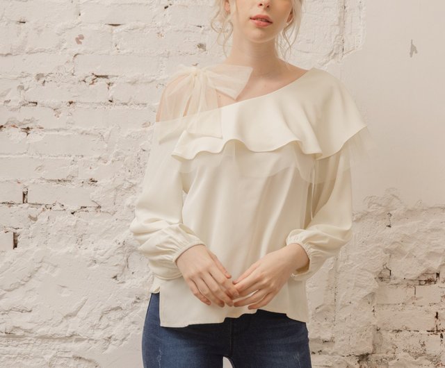 One Shoulder Chiffon Tops