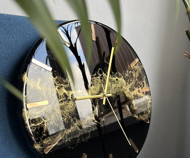 エポキシ樹脂時計、ウォールトップ時計、スタイル樹脂時計、ミニマリズムウォールアート - ショップ epoksi_glass 時計 - Pinkoi