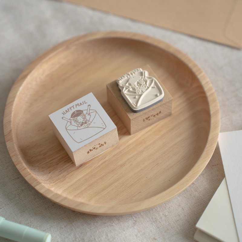 Happy Mail Rubber Stamp - 印章/印台 - 橡膠 