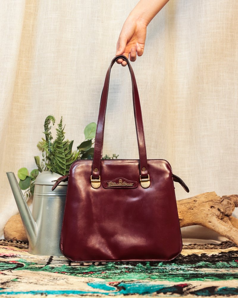 Tsubasa.Y│Genuine Leather Old Bag 003 Etienne Aigner Tote Bag Red Brown Antique - Other - Genuine Leather 