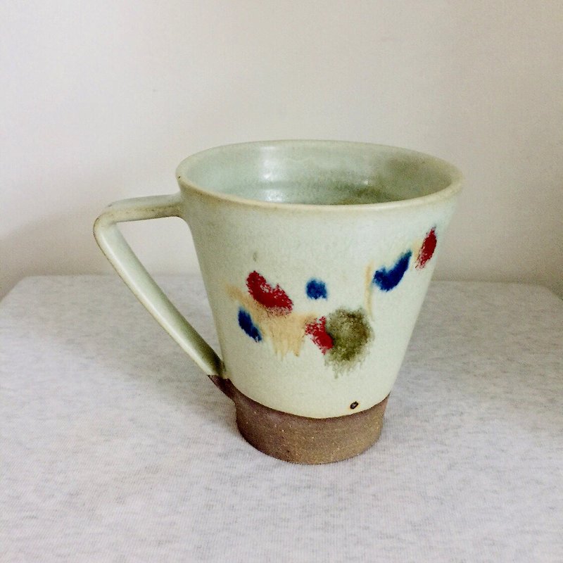 Ancient gray glaze refers to painted three coffee cups - แก้วมัค/แก้วกาแฟ - ดินเผา หลากหลายสี