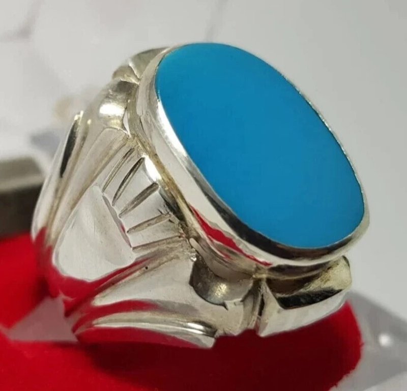 Real old preserved Natural Nishapuri Turquoise ring Feroza ring real feroza ring - 戒指 - 寶石 藍色