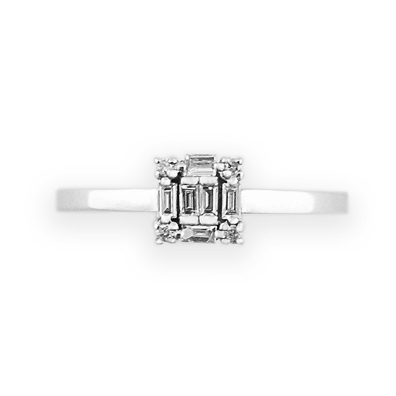 JewCas Carre系列10K金鑽石戒指(白金色)_BJC7080d-W - 戒指 - 其他金屬 透明