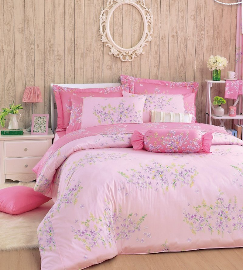 【R832 Rich Floral Scent】100% Cotton Combed 40s, 7-Piece Bedding Sets - Bedding - Cotton & Hemp Pink