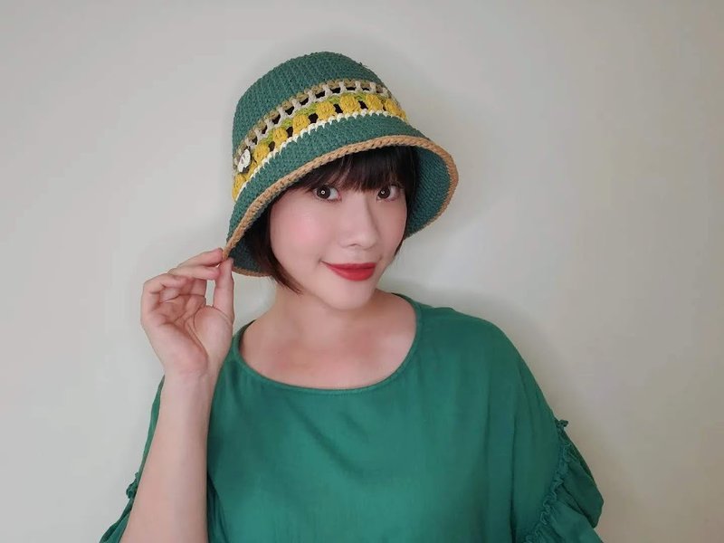 手織草帽 - 雀綠 - 帽子 - 紙 綠色