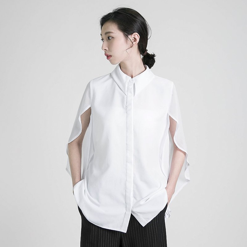 Phantom phantom stitching shirt _8SF052_ white - Women's Shirts - Cotton & Hemp White